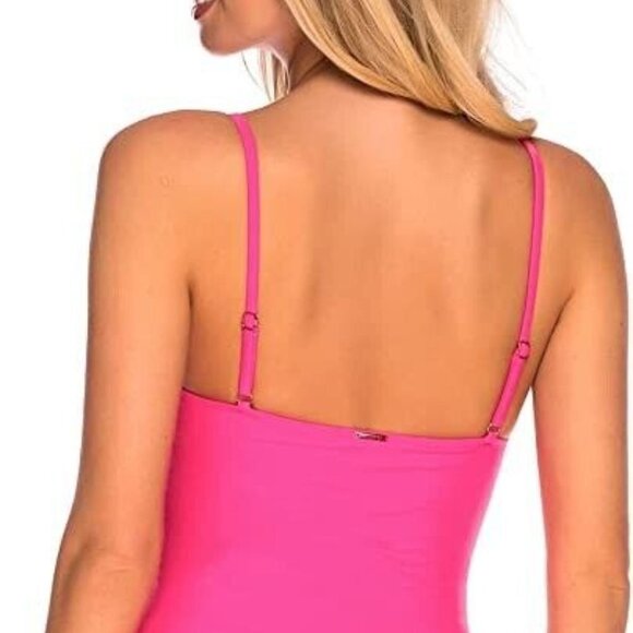 **RELLECIGA** Women's High Cut One Piece Swimsuits Neon Rose Large NWOT - Picture 3 of 7